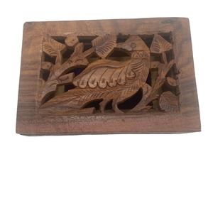 Vintage Hand Carved Trinket Box Bird